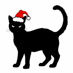 Christmas cat vector, Hand Drawn Cats Vector Illustration,