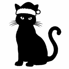 Christmas cat vector, Hand Drawn Cats Vector Illustration,