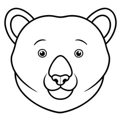 Minimalist line art of a bear cub face with a friendly expression