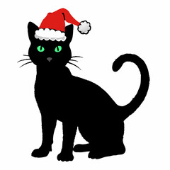 Christmas cat vector, Hand Drawn Cats Vector Illustration,