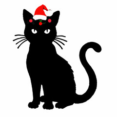 Christmas cat vector, Hand Drawn Cats Vector Illustration,