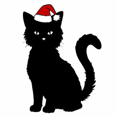 Christmas cat vector, Hand Drawn Cats Vector Illustration,
