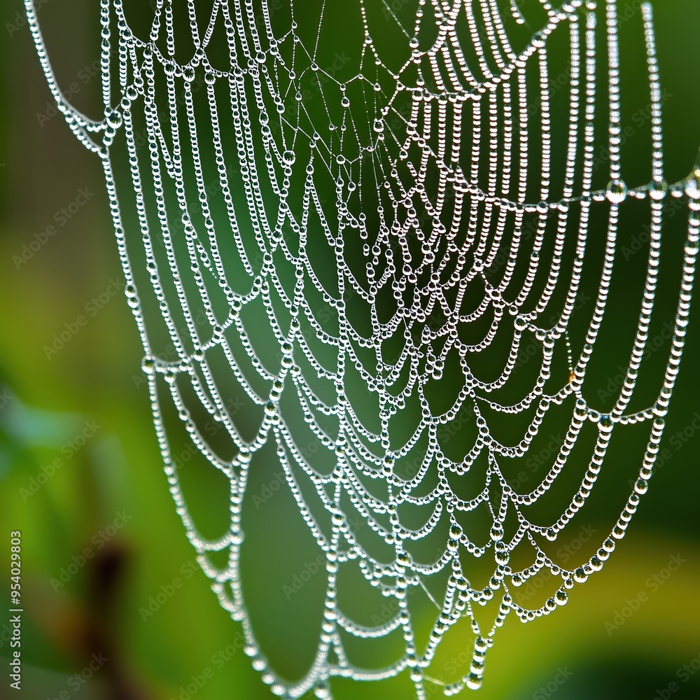Wall mural web and dew macro