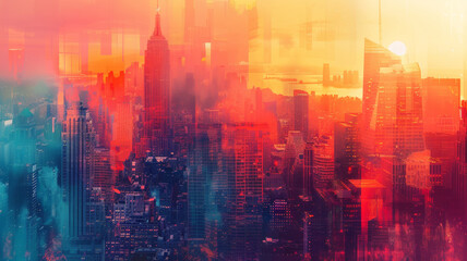 Obraz premium Urban Dreamscape with Abstract Elements
