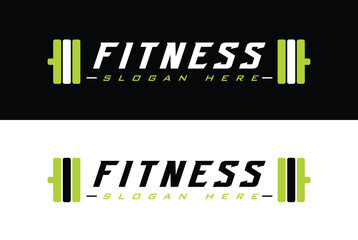 Fitness Logo With barbell. Fitness Gym logo Vector.