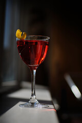 red cocktail campari in elegant glass