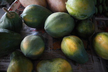 Fresh green papaya at Farmer's Market, Fiji