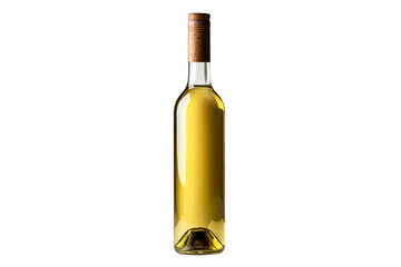 Blank bottle of white wine isolated on clear white background