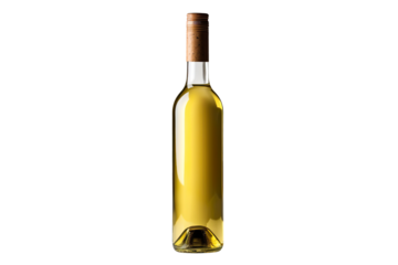 Blank bottle of white wine isolated on clear white background
