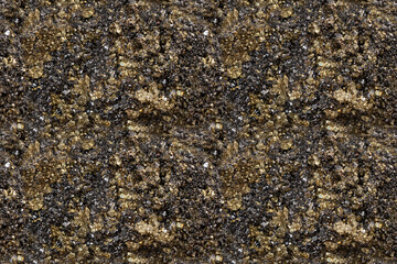 Pyrite mineral structure with black stone seamless pattern close up