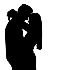 Couple in love. Black silhouette. Love. Kiss. Embrace. Vector illustration