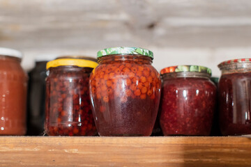 Berries jam in the cellar - conservative fruits for winter