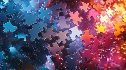 Interlocking Puzzle Pieces in Vibrant Hues