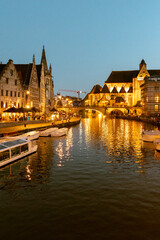 Obraz premium Ghent at dusk, summer evening