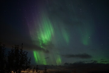 aurora borealis over the mountains