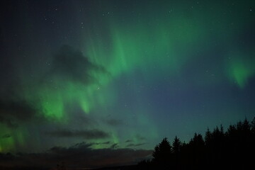 aurora borealis over the mountains