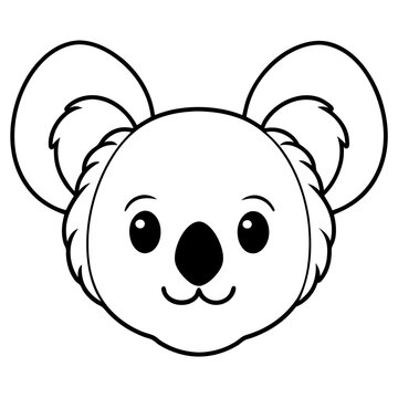 recommend clip art: Line art of a baby koala face with round, fluffy ears."