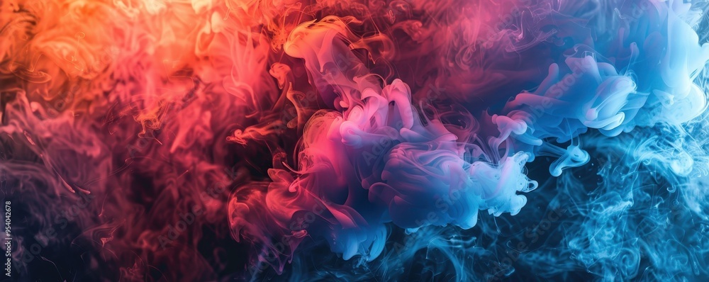 Poster abstract vibrant colors in motion. swirling reds, blues, and purples create a dynamic and mesmerizin