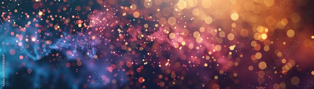 Aufkleber colorful bokeh lights and abstract particles in a blurred background, creating a festive and mystica