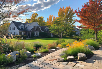 Fototapeta premium landscaping project near the house, cozy local area