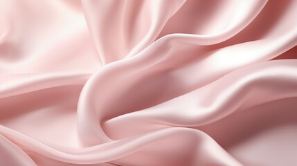 A close-up of soft, flowing pink satin fabric showcasing elegant folds and a smooth texture.
