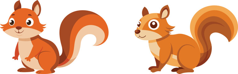Vector of cartoon squirrel illustration on white 
