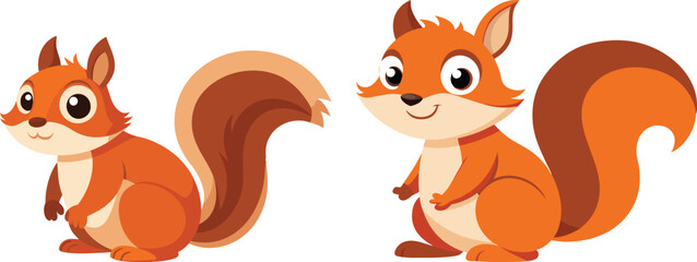 Vector of cartoon squirrel illustration on white 