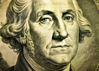 Close-up of the United States currency note featuring a portrait of the sixth President, with intricate details and subtle wrinkles on the worn paper surface.