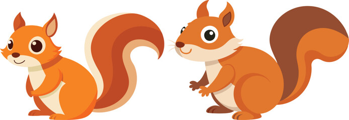 Vector of cartoon squirrel illustration on white 