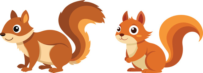 Fototapeta premium Vector of cartoon squirrel illustration on white 