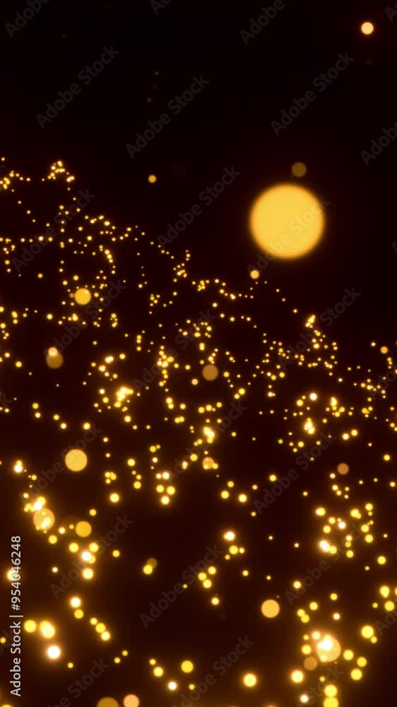 Poster black background with illuminated sequins. motion. bright confetti in cartoon animation that fly in 