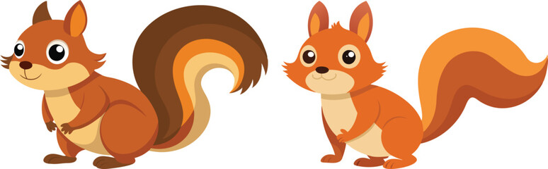 Vector of cartoon squirrel illustration on white 