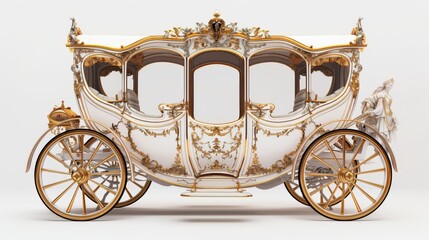 Carriage. Vintage Classic Chariot in Elegant Design on Beautiful White Background