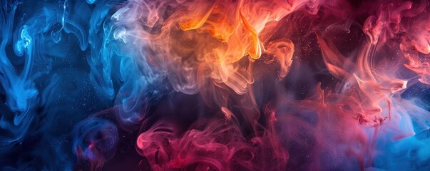 Vibrant abstract smoke art in blue, red, and purple hues creating a dynamic and surreal atmosphere. Perfect for backgrounds or creative projects.