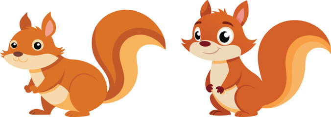 Fototapeta premium Vector of cartoon squirrel illustration on white 