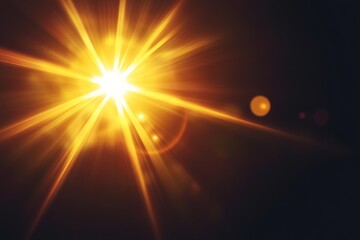 A single lens flare with the sun in black background