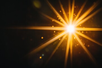 Obraz premium A single lens flare with the sun in black background