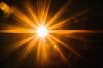 Obraz premium A single lens flare with the sun in black background