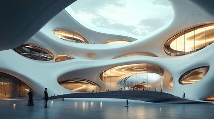 Elegant cultural center with artistic architecture and dynamic space designs
