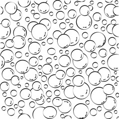 Linear water bubbles. Vector illustration of doodle gas balloons. Air bubbles outline on white background.