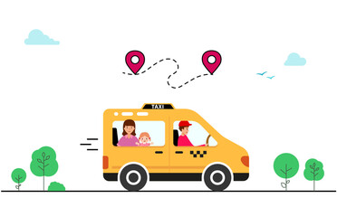 Delivery infographic. Courier rides along the road on a delivering orders to different points. design with vector city.