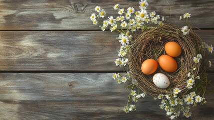 Easter nest with flowers