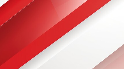 A modern abstract design featuring red and white geometric shapes and gradients.