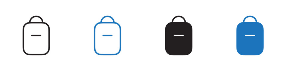 Bag pack icon Vector set outline