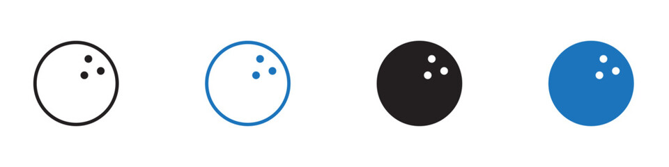 Bowling ball icon Vector set outline