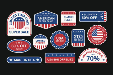 set of american vector labels 