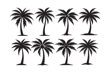 Coconut Palm tree silhouette vector illustration, Coconut tree silhouette, coconut tree silhouette png