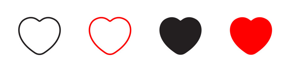 Heart icon Vector set outline