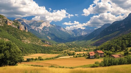 Obraz premium Sobrarbe's Huesca Aragon, Spain terrain.