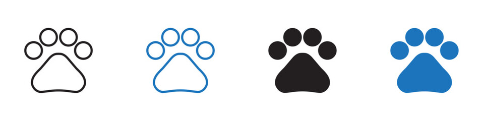 Paw icon Vector set outline